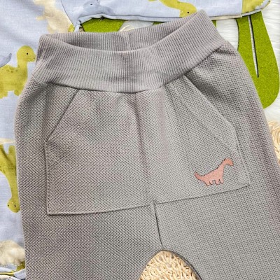 Conj. Body Manga Longa Dinos e Calça de Moletom Saruel - Cinza